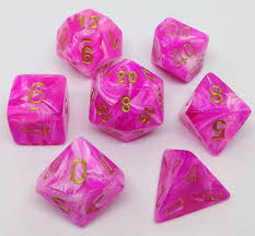 7 Pink/gold Vortex Polyhedral Dice Set - CHX27454